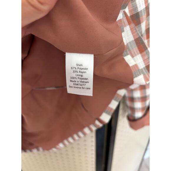 Nine West Checkered Brown Plaid Blazer Espresso Officewear XS — Double-Breasted - Picture 5 of 7